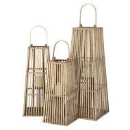 Medium Silo Wicker Lantern with Glass Candle Holder - thumbnail 5