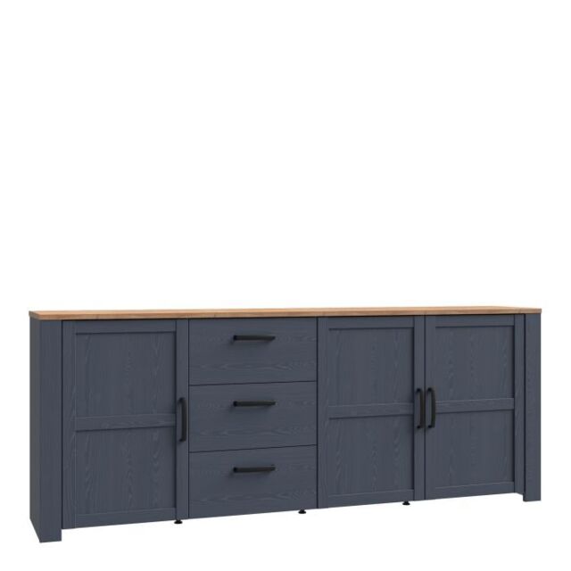 Bohol 3 Door 3 Drawer Large Sideboard in Riviera Oak/Navy - image 1