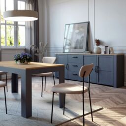 Bohol 3 Door 3 Drawer Large Sideboard in Riviera Oak/Navy - thumbnail 2