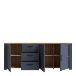 Bohol 3 Door 3 Drawer Large Sideboard in Riviera Oak/Navy - thumbnail 5