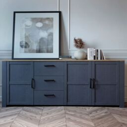 Bohol 3 Door 3 Drawer Large Sideboard in Riviera Oak/Navy - thumbnail 3
