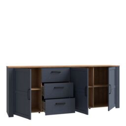 Bohol 3 Door 3 Drawer Large Sideboard in Riviera Oak/Navy - thumbnail 4