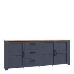 Bohol 3 Door 3 Drawer Large Sideboard in Riviera Oak/Navy - thumbnail 1