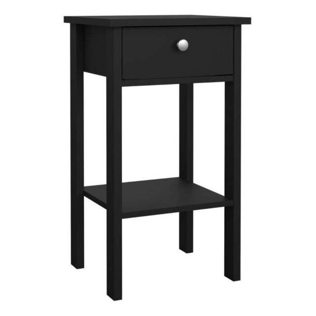 Madrid Bedside Table with 1 Drawer in Matt Black - image 1