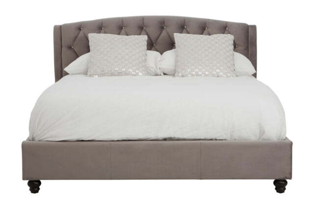 Rutherford Velvet Bed – Grey (King) - image 1