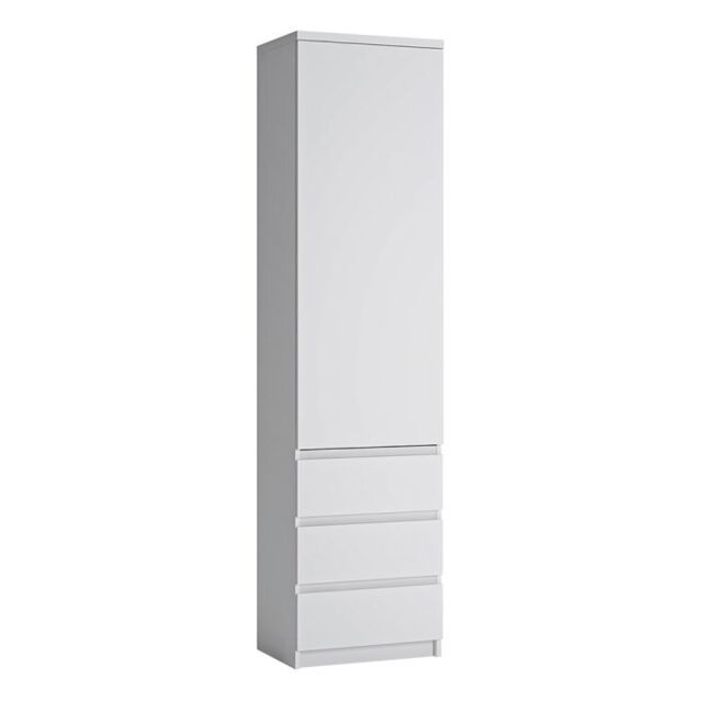 Fribo Tall Cupboard with 1 Door and 3 Drawers in White Finish - image 1