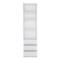 Fribo Tall Cupboard with 1 Door and 3 Drawers in White Finish - thumbnail 2