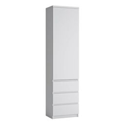 Fribo Tall Cupboard with 1 Door and 3 Drawers in White Finish - thumbnail 1