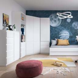 Fribo Tall 1 Door 3 Drawer Cupboard in White - thumbnail 3