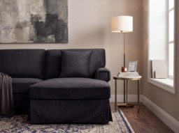 Capri Three-Seater Black Velvet Chaise Sofa - thumbnail 5