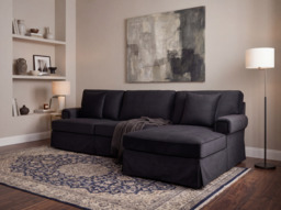 Capri Three-Seater Black Velvet Chaise Sofa - thumbnail 3