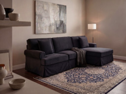 Capri Three-Seater Black Velvet Chaise Sofa - thumbnail 2