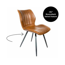 Junelle Bounce Dining Chair Vegan Leather Tan SET OF 2 - thumbnail 2