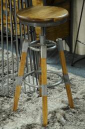 Prymere Wood & Metal Square leg Swivel Stool - thumbnail 2