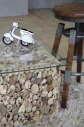 Prymere Wood & Metal Square leg Swivel Stool - thumbnail 3