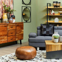 Oakridge Safira Leather Cushion with Gold Studs - thumbnail 2