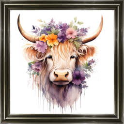 AN1542 HIGHLAND COW WITH FLOWERS III - thumbnail 6