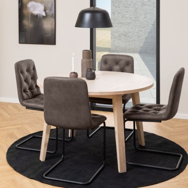 A-Line Round Dining Table in White Oak 120x75cm - image 1