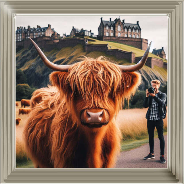 AN1111 HIGHLAND COW EDINBURGH CASTLE SHOOT - image 1