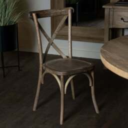 Light Oak Cross Back Dining Chair – Rustic Charm with Timeless Appeal - thumbnail 4