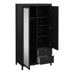Madrid Wardrobe – Matt Black with 1 Door, 1 Mirrored Door & 2 Drawers - thumbnail 3