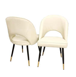 Astra Dining Chair – Available in Sets of 2, 4, or 6 - Cream Leather / 4