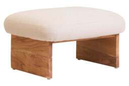 Verdeon Footstool – Linen Texture with Wood Base - thumbnail 5