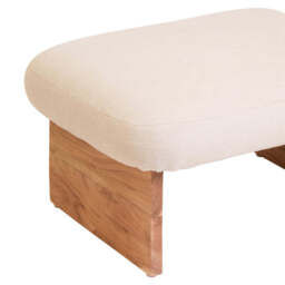 Verdeon Footstool – Linen Texture with Wood Base - thumbnail 3