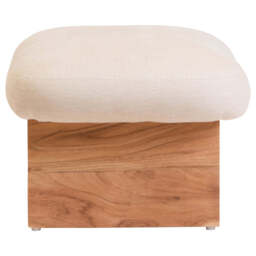 Verdeon Footstool – Linen Texture with Wood Base - thumbnail 4