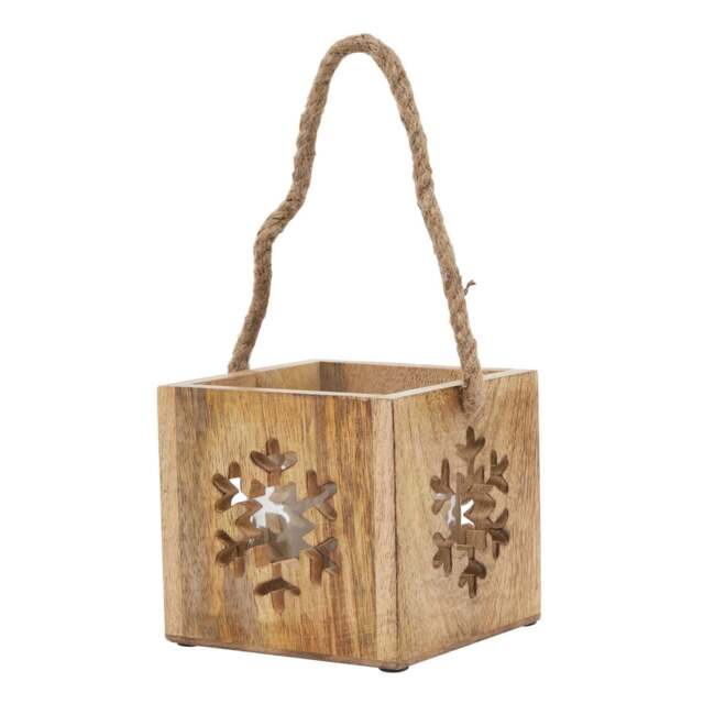 Natural Wooden Snowflake Tealight Candle Holder - image 1