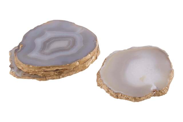 Langley Agata Agate Gold Set and 4 Coasters Grey of - image 1