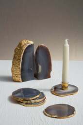 Langley Agata Agate Gold Set and 4 Coasters Grey of - thumbnail 4