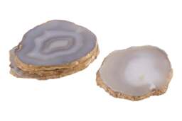 Langley Agata Agate Gold Set and 4 Coasters Grey of - thumbnail 1