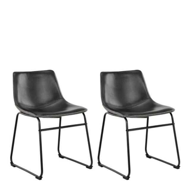 I_Oregon Dining Chair in Black with Cream Stitching, Set of 2 - image 1