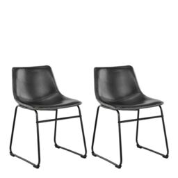 I_Oregon Dining Chair in Black with Cream Stitching, Set of 2