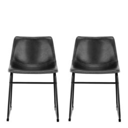 I_Oregon Dining Chair in Black with Cream Stitching, Set of 2 - thumbnail 2