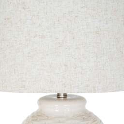 Handcrafted Warmth: Basketweave Ceramic Lamp & Linen Shade - thumbnail 4