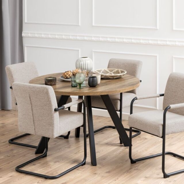 Zalida Round Dining Table with Extension in Oak - image 1