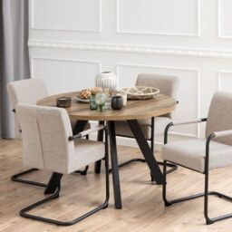 Zalida Round Dining Table with Extension in Oak - thumbnail 1