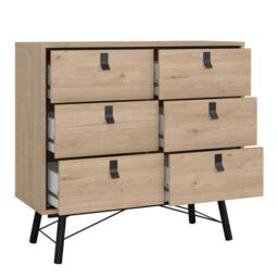 Ry 4 Piece Bedroom Package – 3 Door 3 Drawer Wardrobe, 6 Drawer Double Chest & 2 Drawer Bedside in Jackson Hickory Oak - thumbnail 4