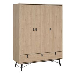 Ry 4 Piece Bedroom Package – 3 Door 3 Drawer Wardrobe, 6 Drawer Double Chest & 2 Drawer Bedside in Jackson Hickory Oak - thumbnail 5