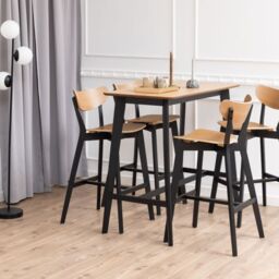 Roxby Bar Table in Oak & Black - thumbnail 3