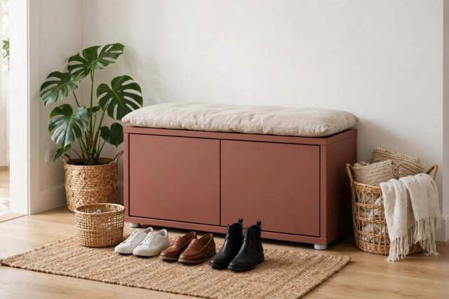 Alice Springs Bench with 2 Doors Push-to-Open in Terracotta - image 1
