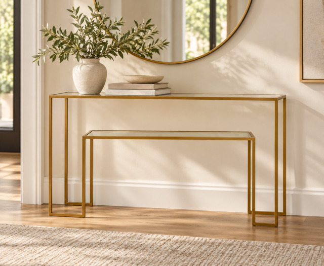Banstead Gold Finish Console Table – Luxury Contemporary Hallway Table - image 1