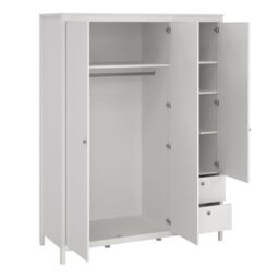 Madrid Wardrobe – 2 Door + 1 Mirrored Door with 2 Drawers in White Finish - thumbnail 4