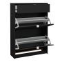 Shoe Cabinet with 2 Flip-Down Doors and 1 Drawer in Matt Black Finish - thumbnail 2