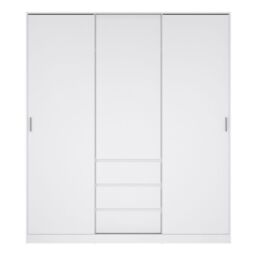 Naia Wardrobe – White High Gloss with 2 Sliding Doors, 1 Door & 3 Drawers - thumbnail 4