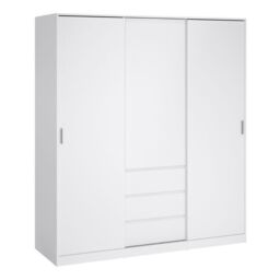 Naia Wardrobe – White High Gloss with 2 Sliding Doors, 1 Door & 3 Drawers - thumbnail 3