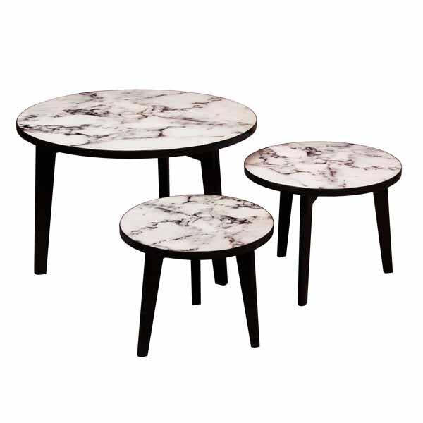 Olvera Lamp Table White Marble Print - Small