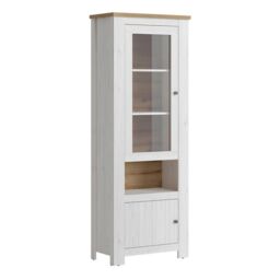 Celesto 2 Door Display Cabinet with LED Lights in White and Oak - thumbnail 2